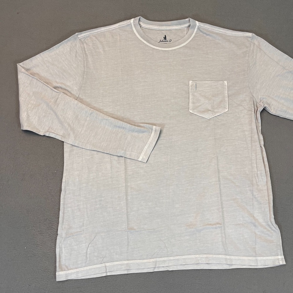 johnnie-O Brennan 2.0 Long Sleeve T-Shirt Grey Mens Sz Lg Modal Cotton Chest Pkt